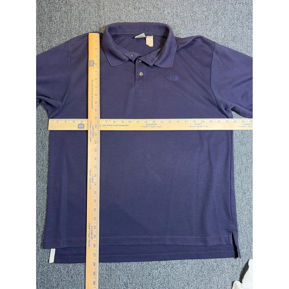 The North Face Vintage Mens Polo Shirt Short Sleeve Navy Blue Embroidered XL